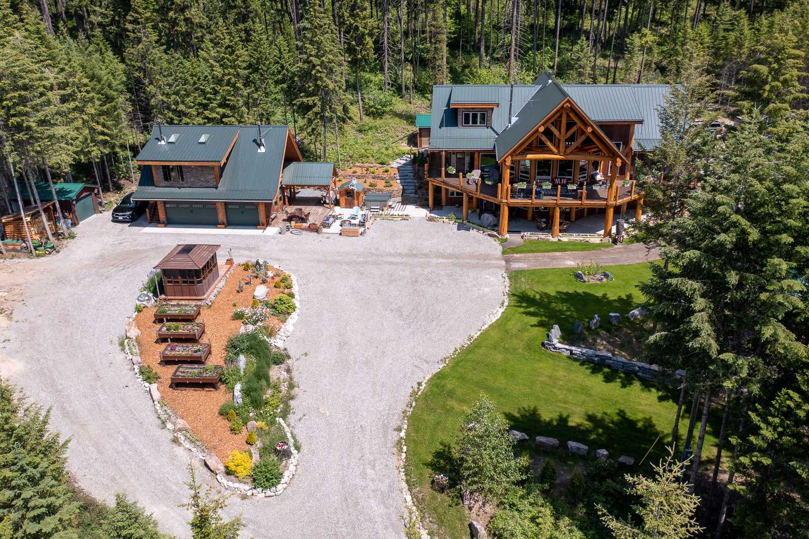 Timber Frame post and beam log home custom built.