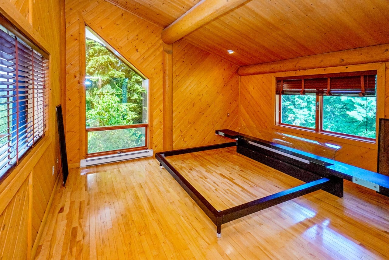 Interior of BC Home Builders Custom Full Scribe Log Home.