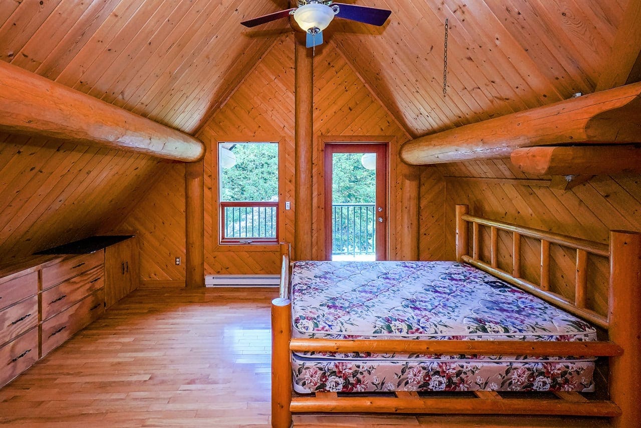 Interior of BC Home Builders Custom Full Scribe Log Home.
