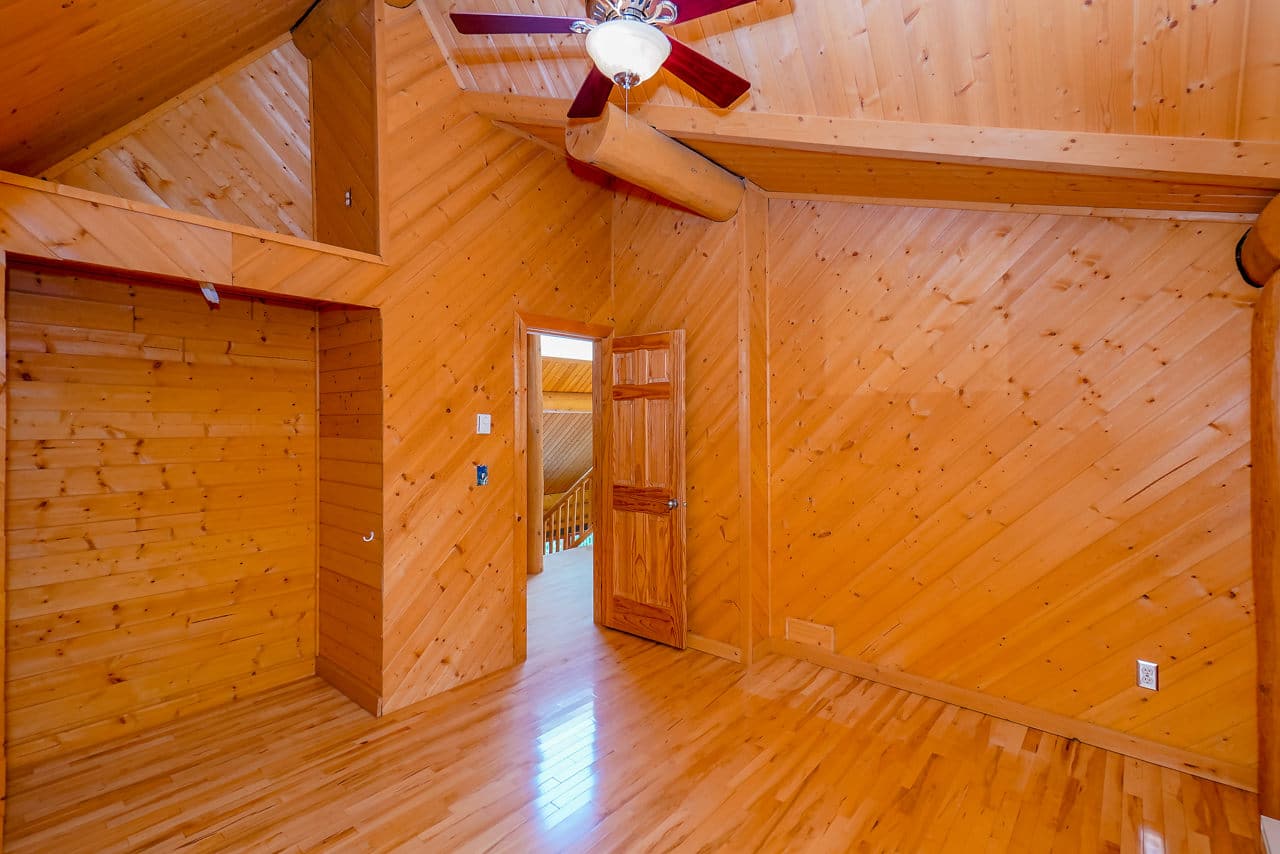 Interior of BC Home Builders Custom Full Scribe Log Home.