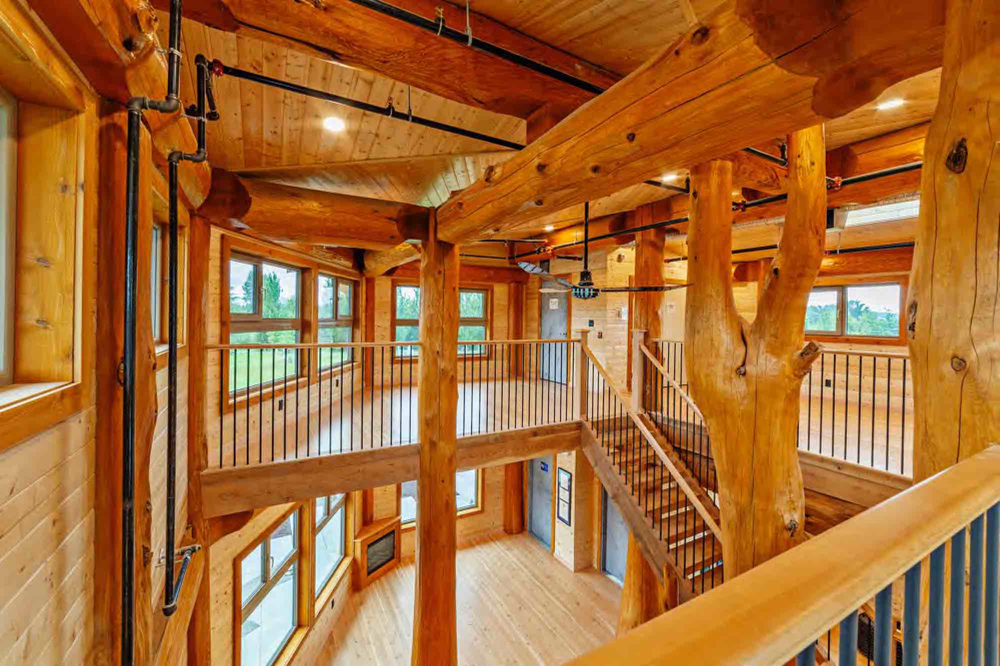 Interior of BC Home Builders Custom Built Post and Beam Log Home.