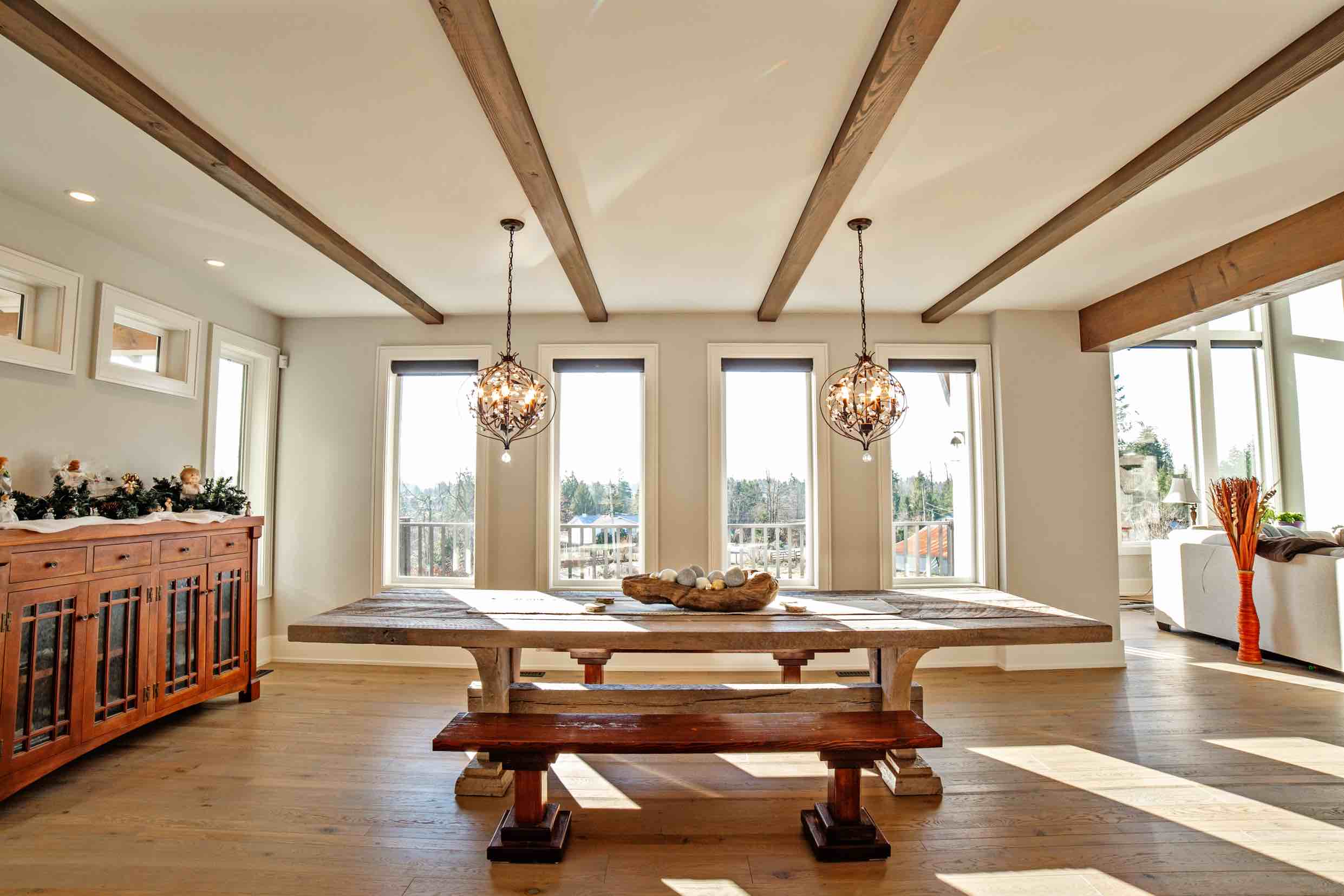Living area of Timber Frame Log Home.
