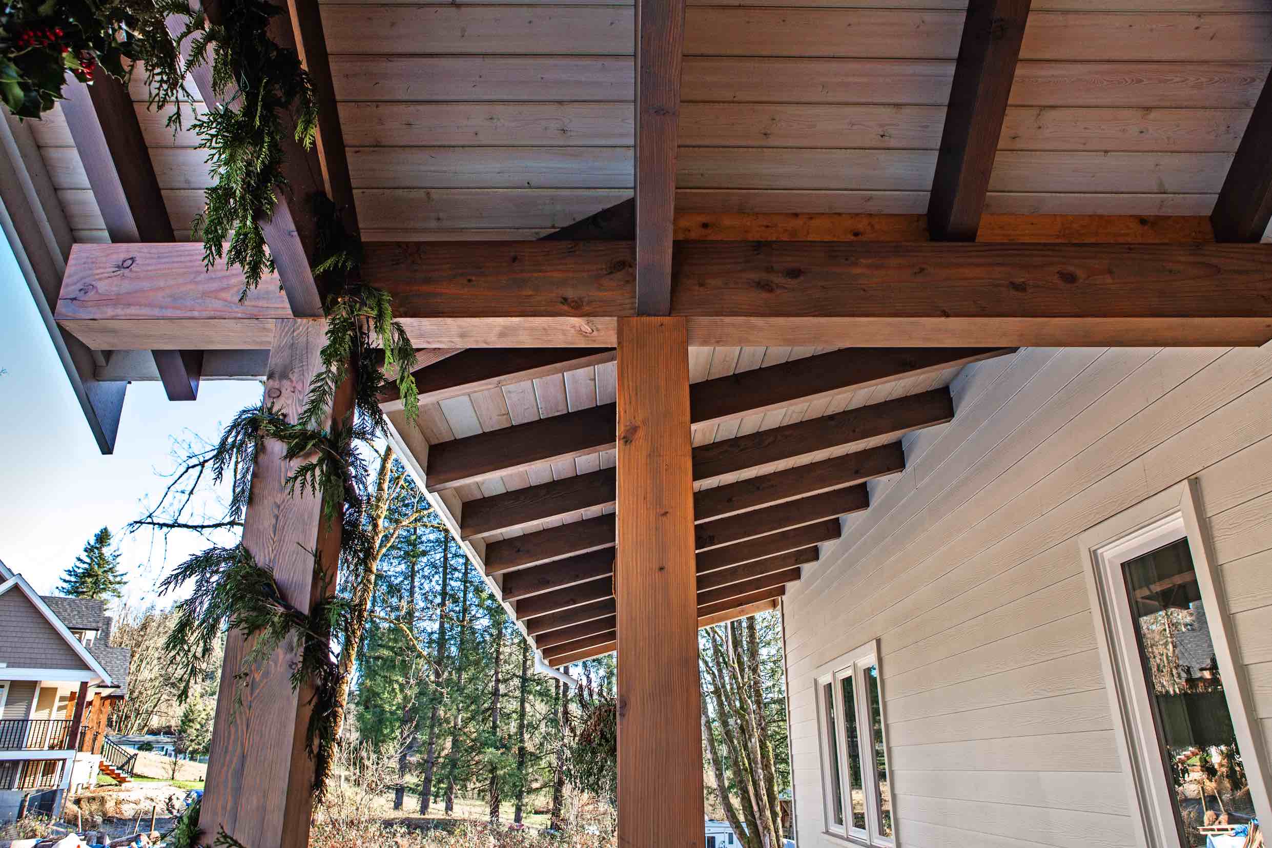Exterior view of Timber Frame Home.