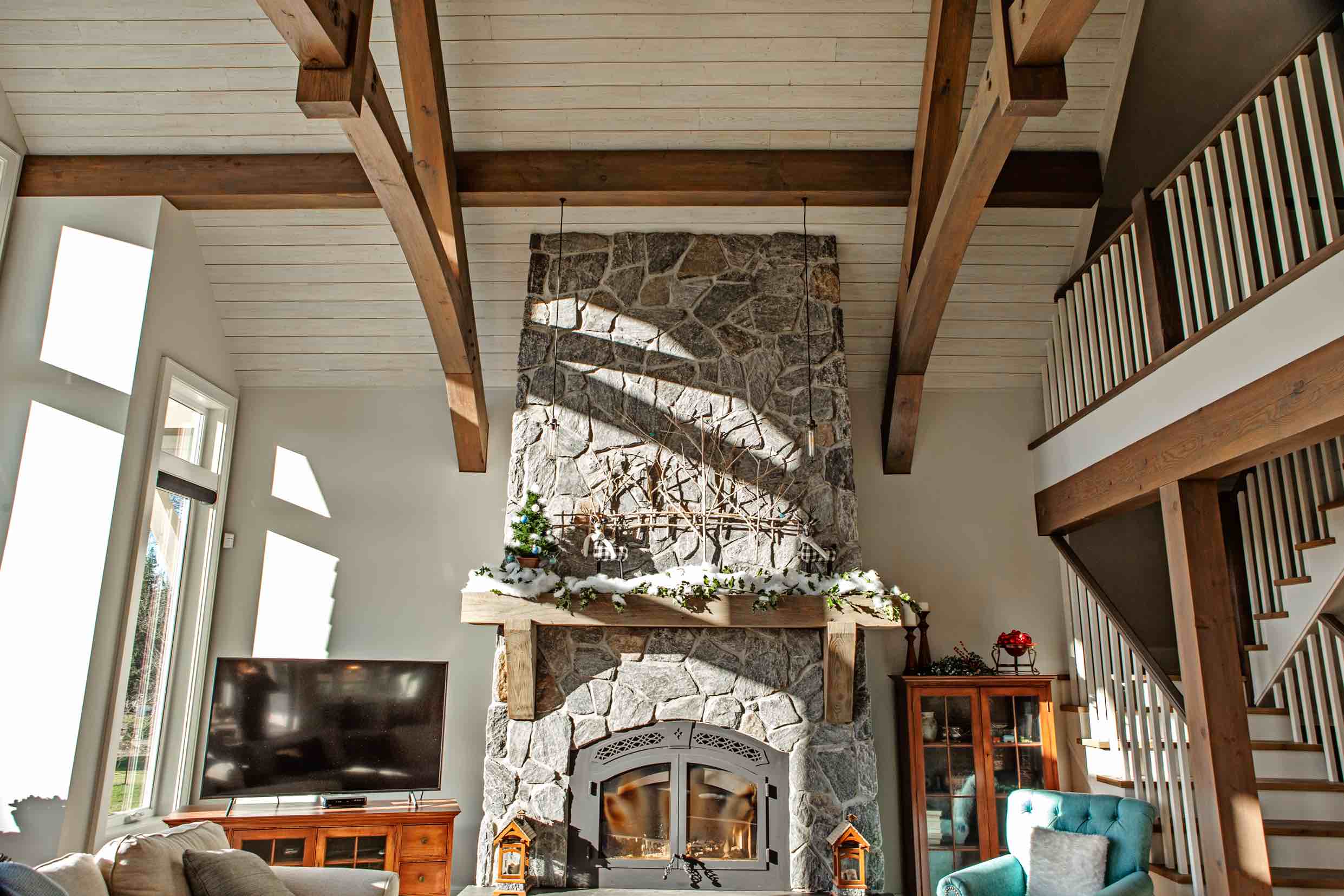 Living area view of Timber Frame Home.
