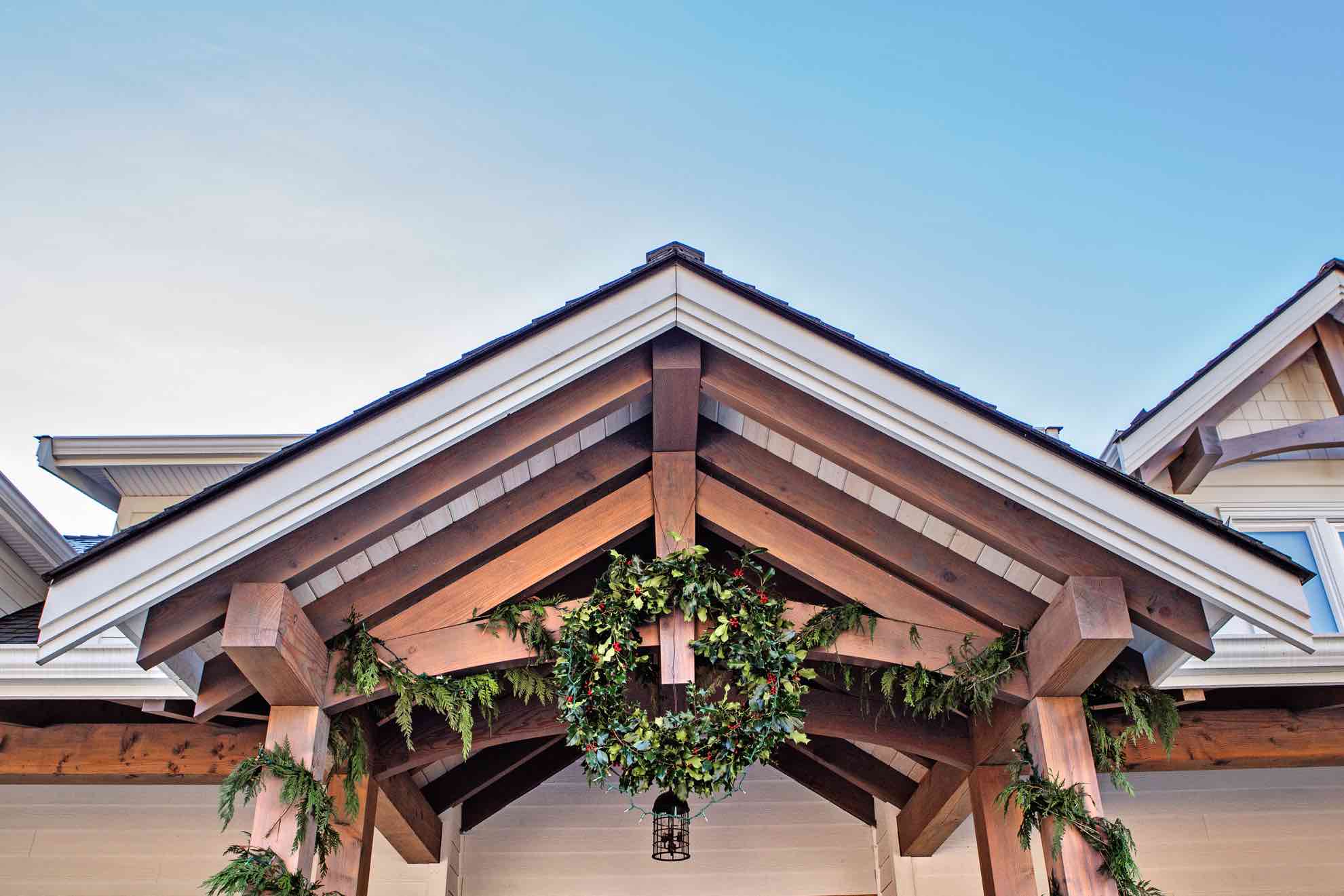 Exterior view of Timber Frame Home.