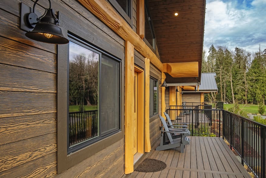 porch view of twin eagle log cabin kits