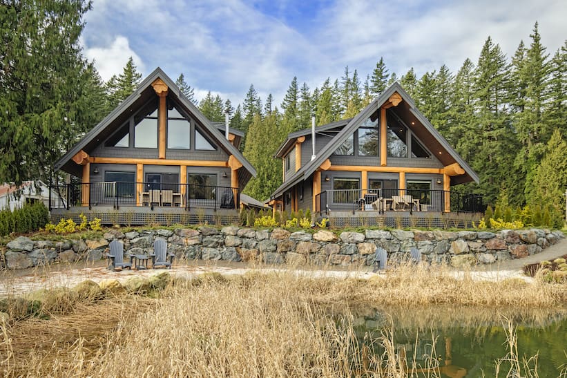 front view of log cabin kits