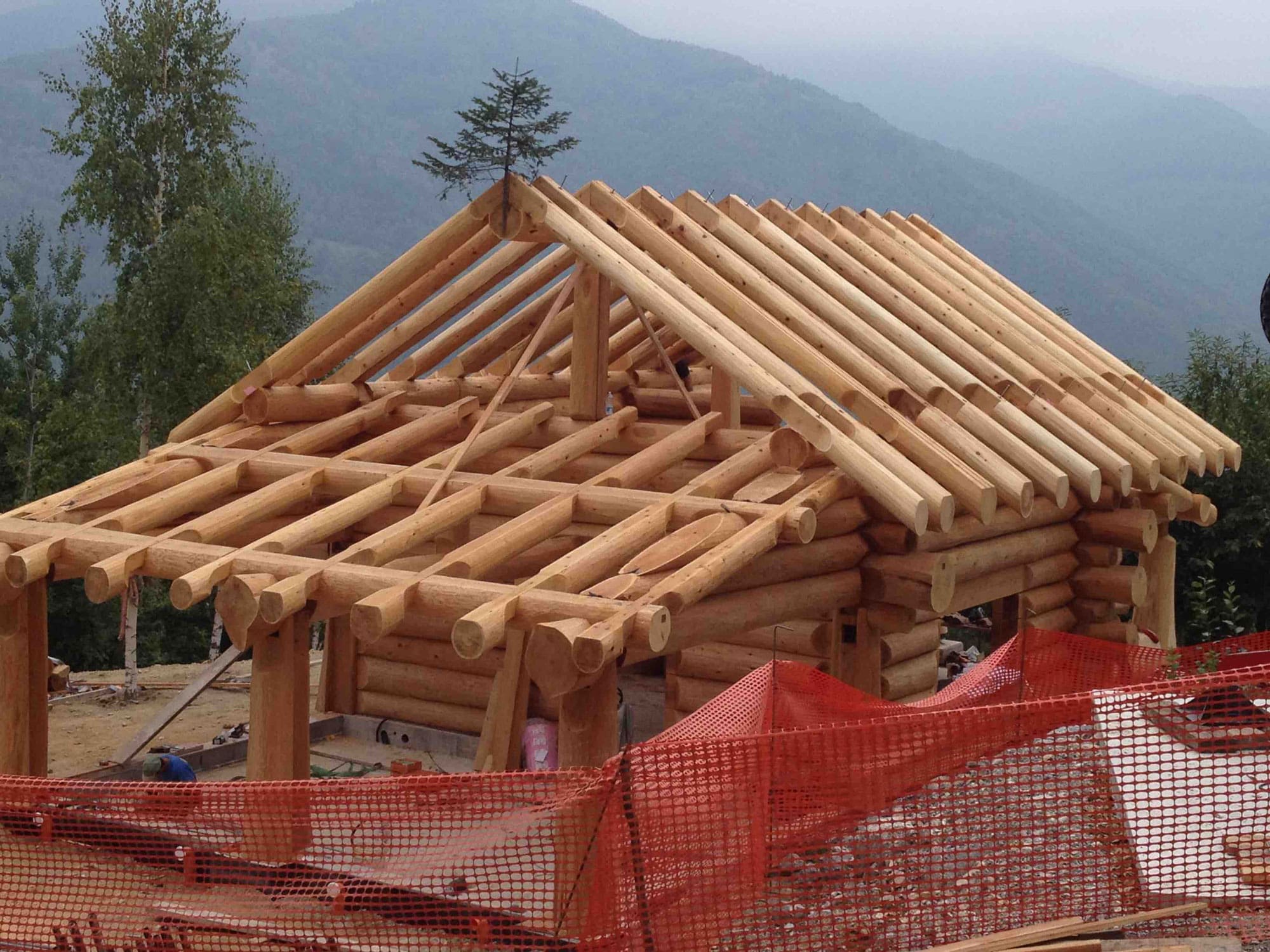 Italian Log Construction of Log Home Build