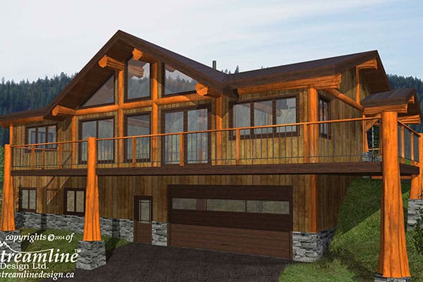 Plan-Benvenuto Post and Beam Log Home Custom Built Floor Plans.