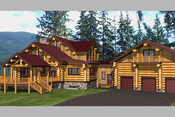 Plan-Franklin Full Scribe Log Home Custom Built Floor Plans.