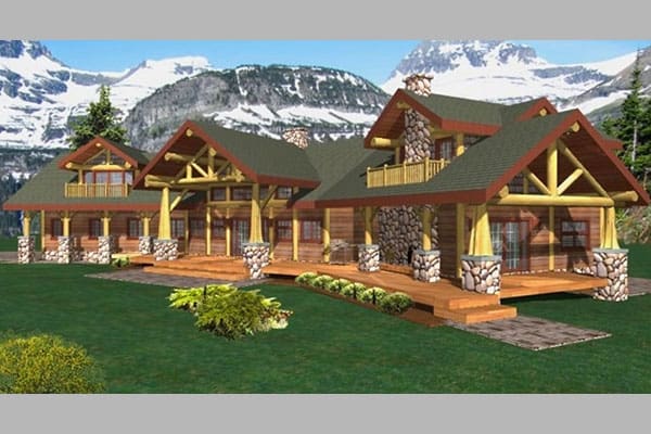 Plan-Garibaldi Post and Beam Log Home Custom Built Floor Plans.