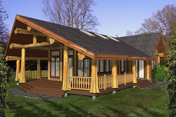 Plan-Jefferson Post and Beam Log Home Custom Built Floor Plans.