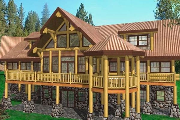Plan-Longhorn Post and Beam Log Home Custom Built Floor Plans.