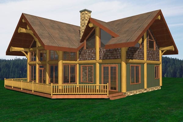 Plan-Pine-Mtn Post and Beam Log Home Custom Built Floor Plans.