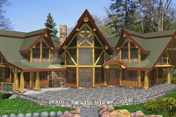 Plan-Rockwell Post and Beam Log Home Custom Built Floor Plans.