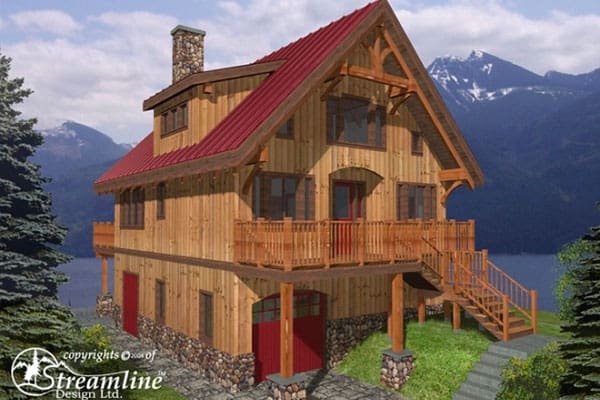 Timber Frame Log Home Custom Built Floor Plans, BC Log Home Builders.