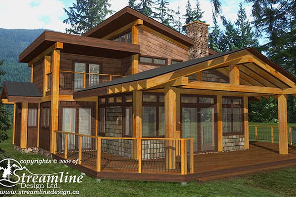 Plan-Taylor-Bay Post and Beam Log Home Custom Built Floor Plans.