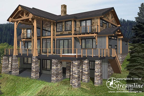 Timber Frame Log Home Custom Built Floor Plans, BC Log Home Builders.