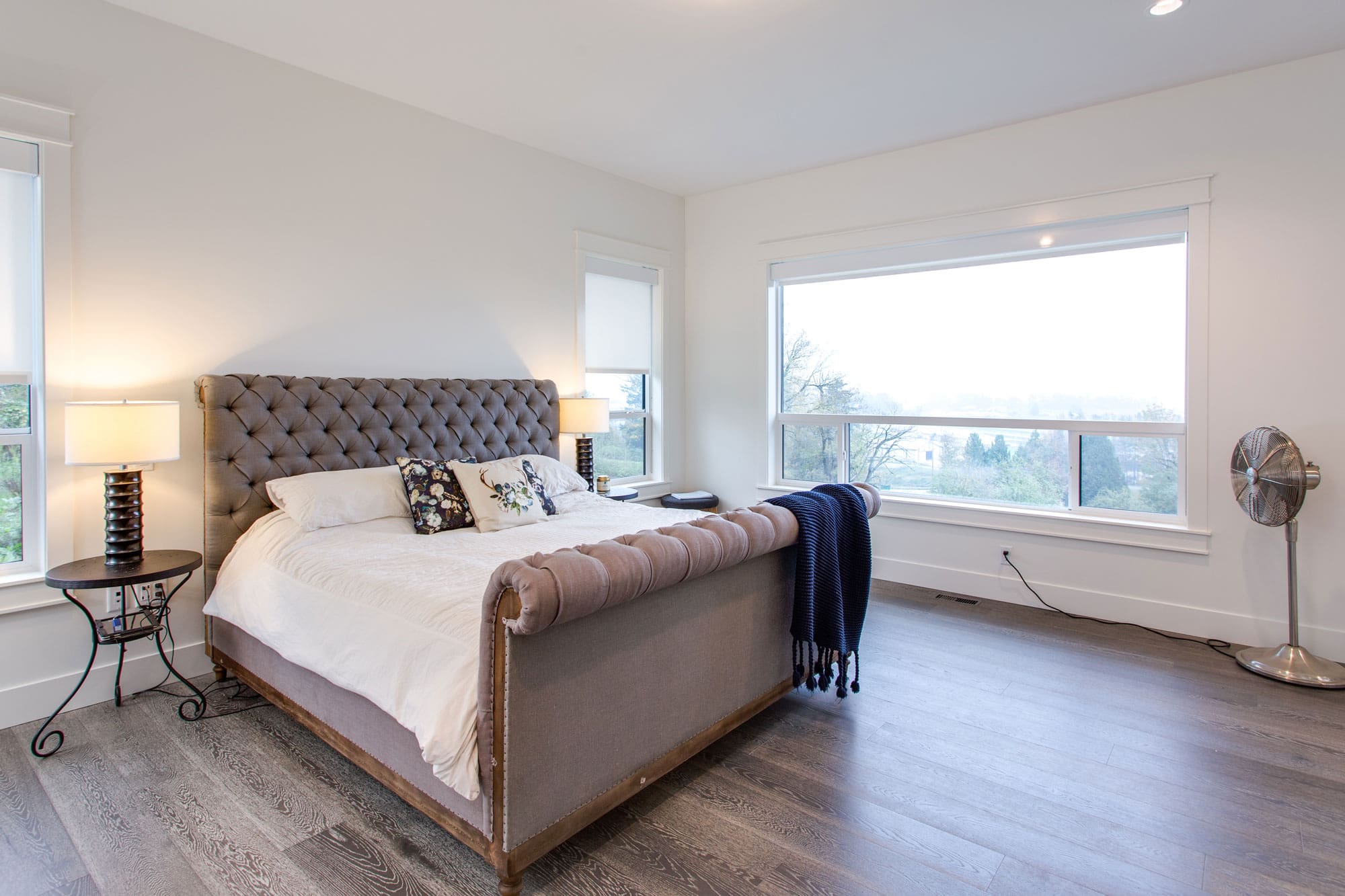 Bedroom of BC Log Home Builders Timber Frame Home.