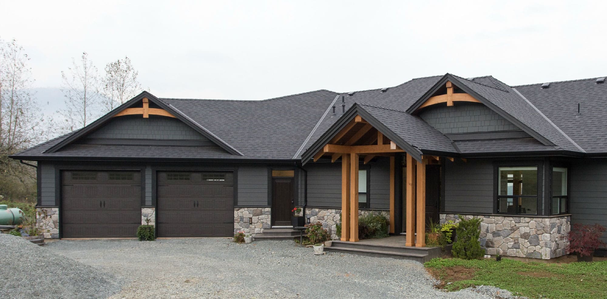 Exterior of BC Log Home Builders Timber Frame Home.