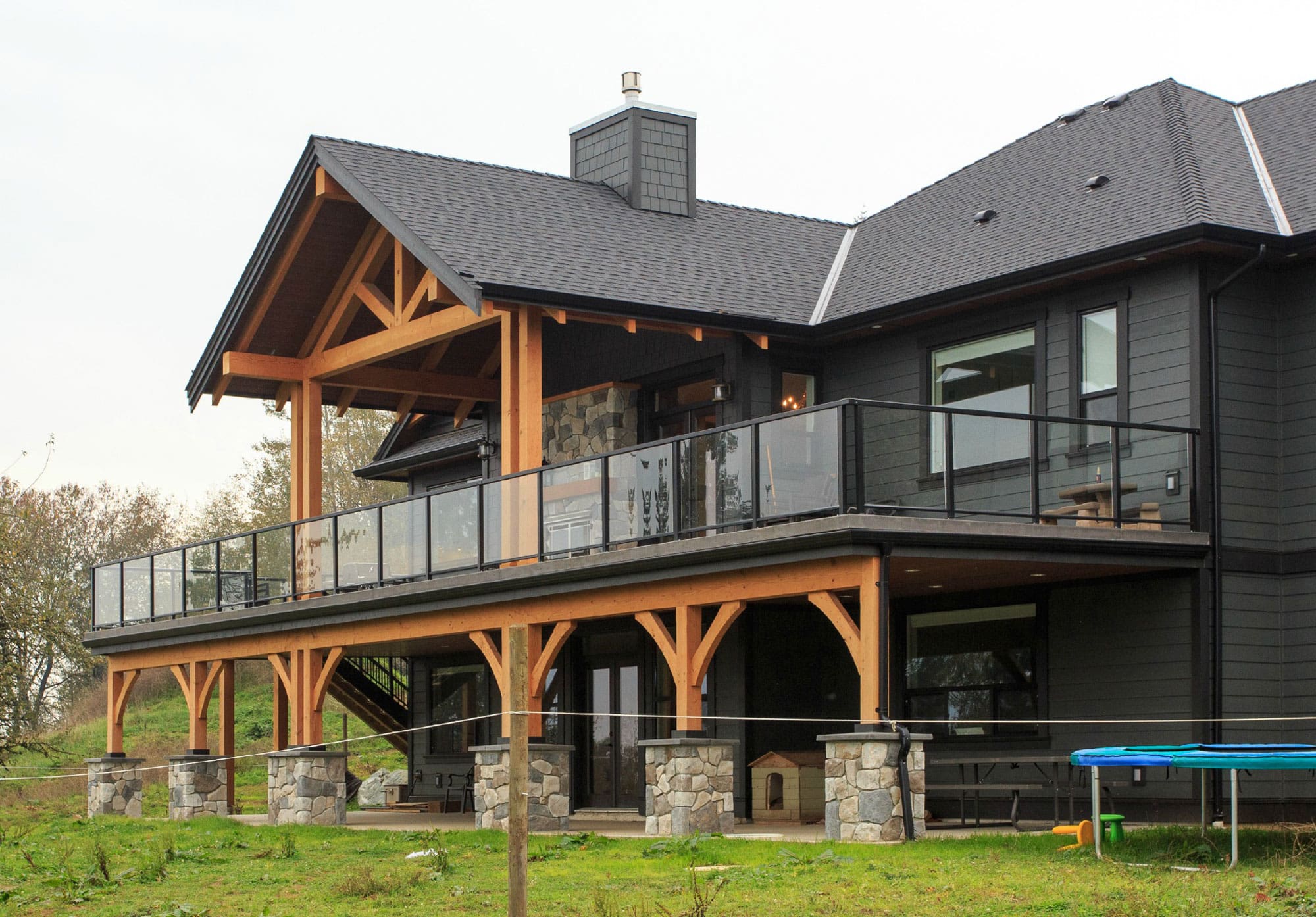 Exterior of BC Log Home Builders Timber Frame Home.
