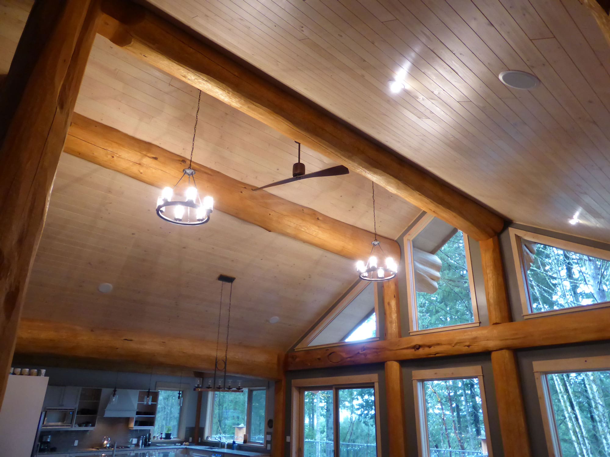Interior view of Timber Frame Log Home.