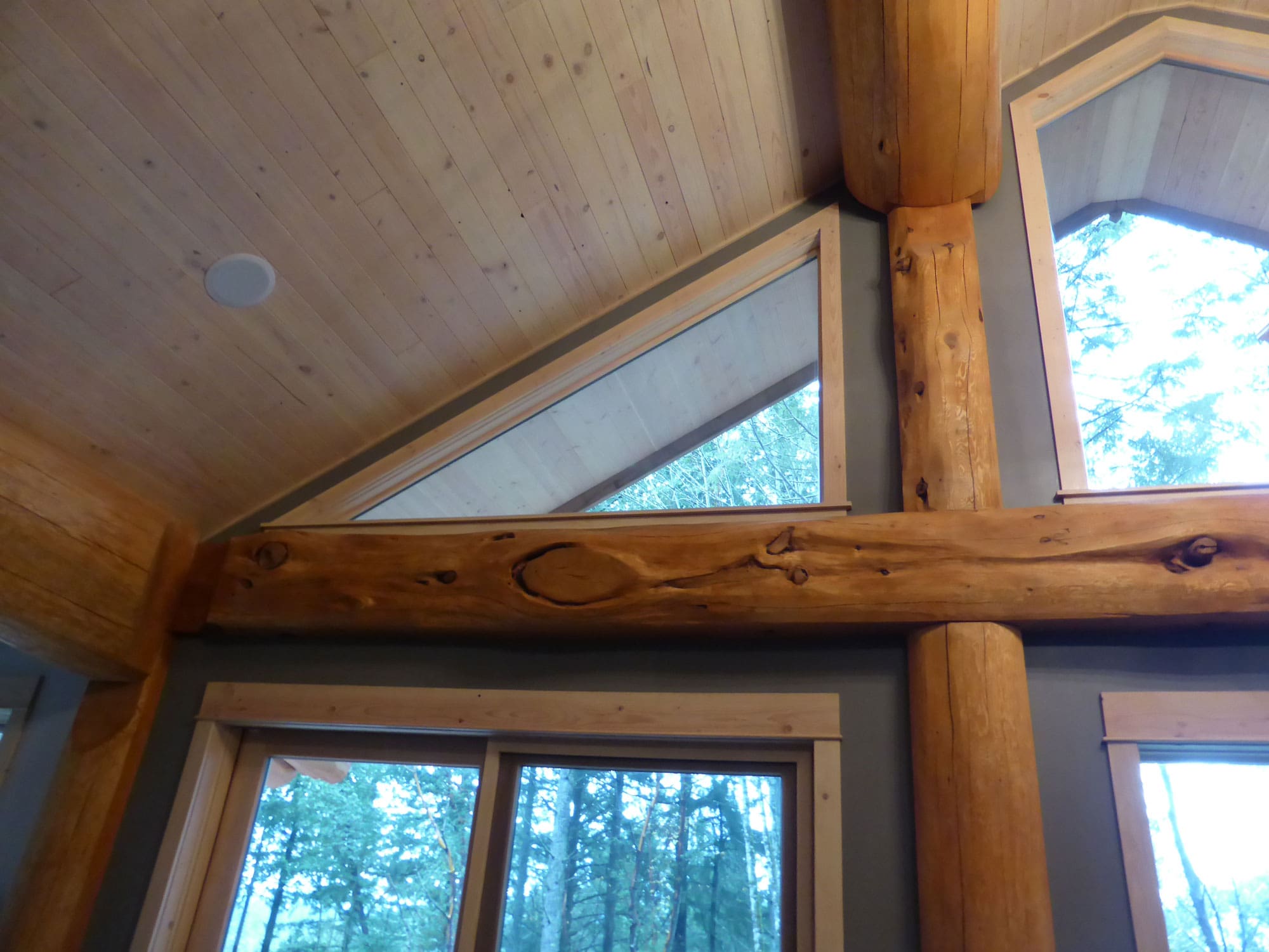 Interior view of Timber Frame Log Home.