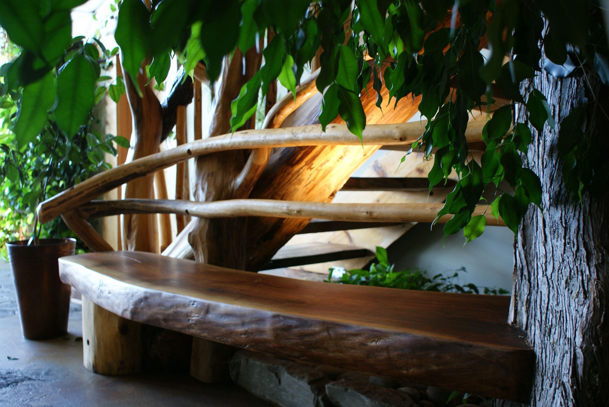 custom built log cabin stairs.