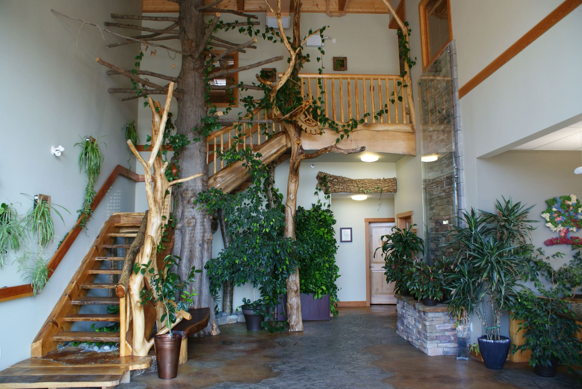 custom built log cabin stairs.