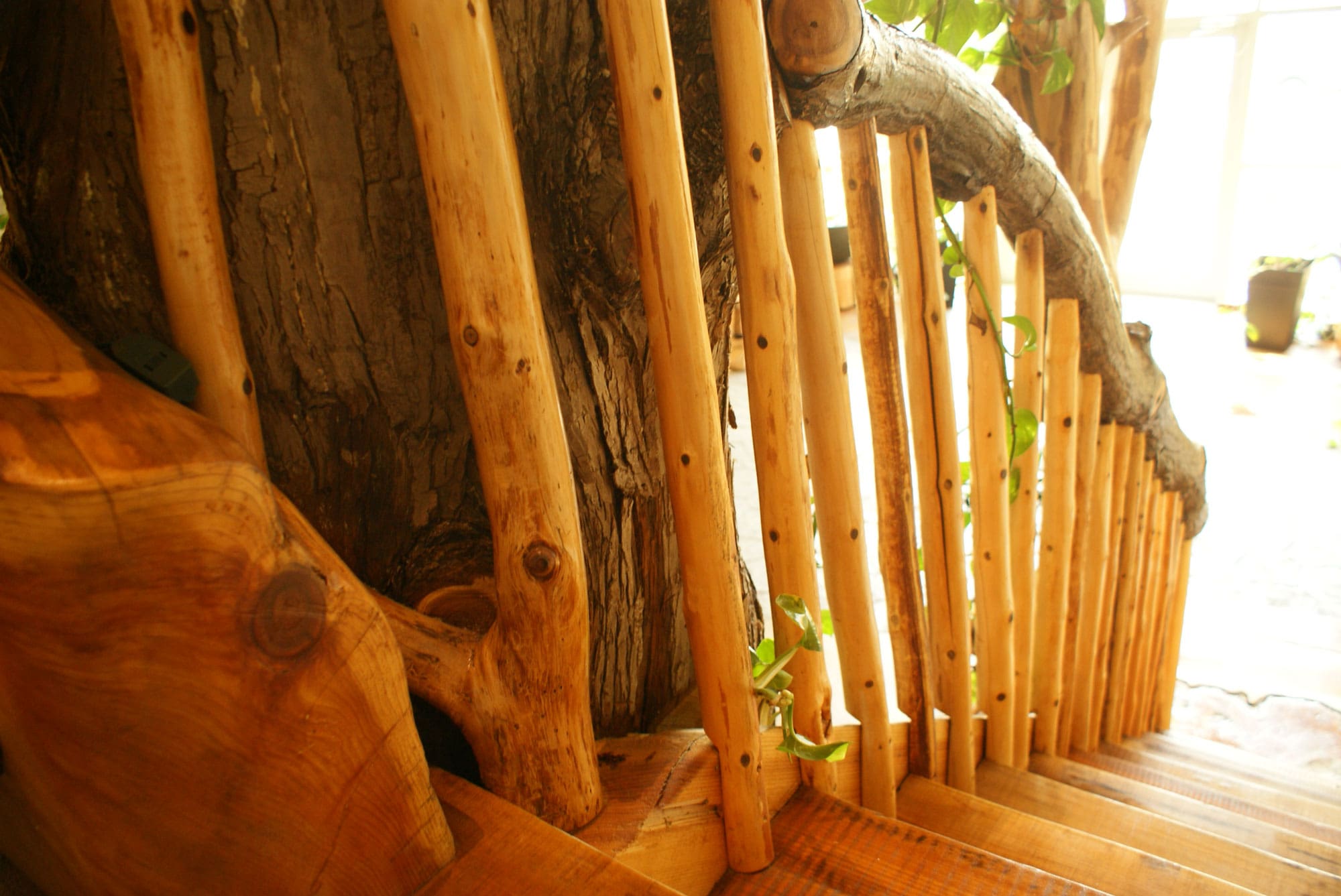 custom built log cabin stairs.