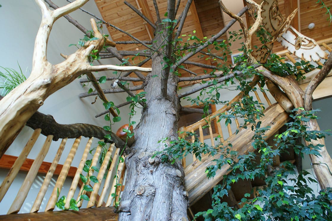 custom built log cabin stairs.
