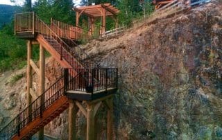 Highland-Custom-Log-Stairs Custom built outdoor staircase.