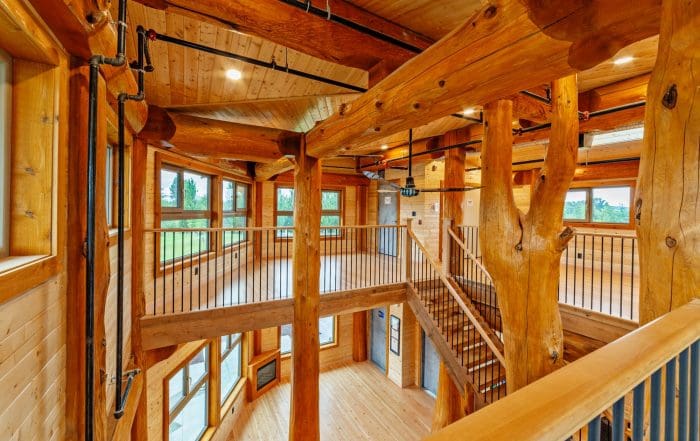 Interior view of BC Builders Post and Beam Log Home.