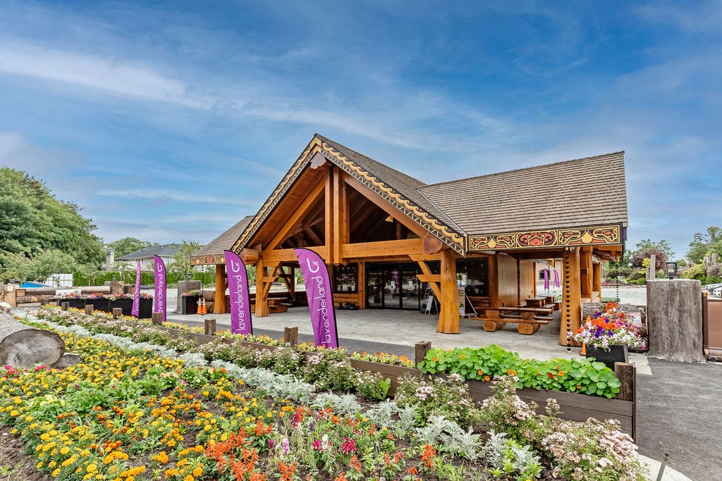 British Columbia Lavender Lane post and beam custom-built log home.