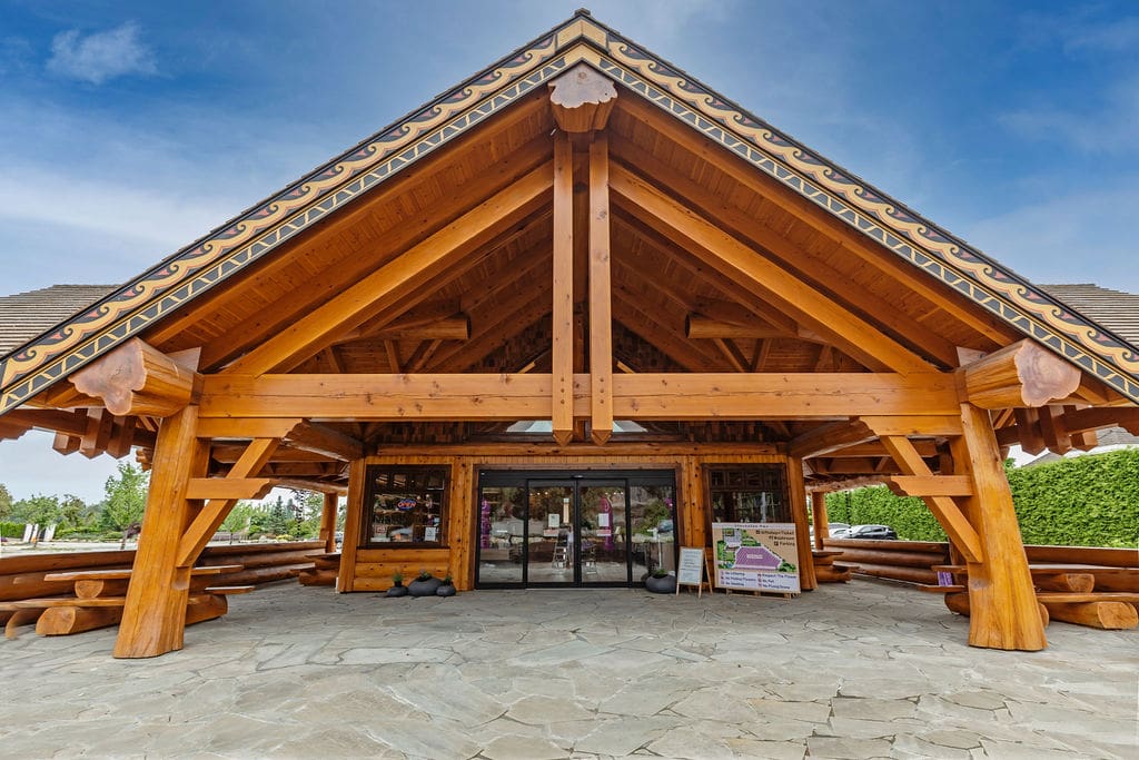 BC Custom build lavender lane post and beam log home.