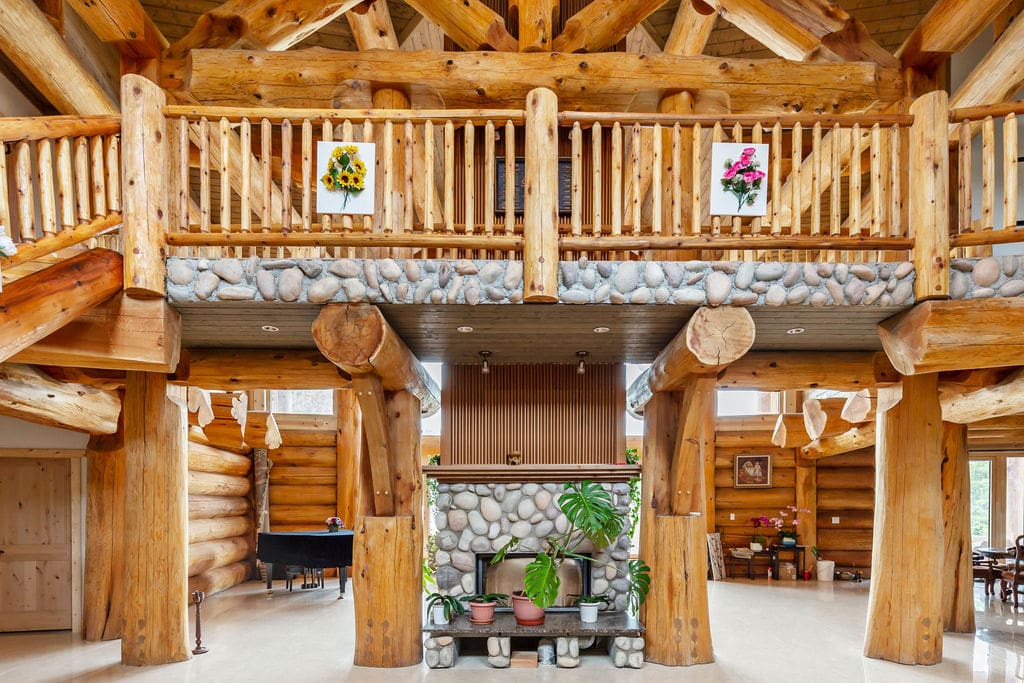 Canadian custom-built post and beam log home.