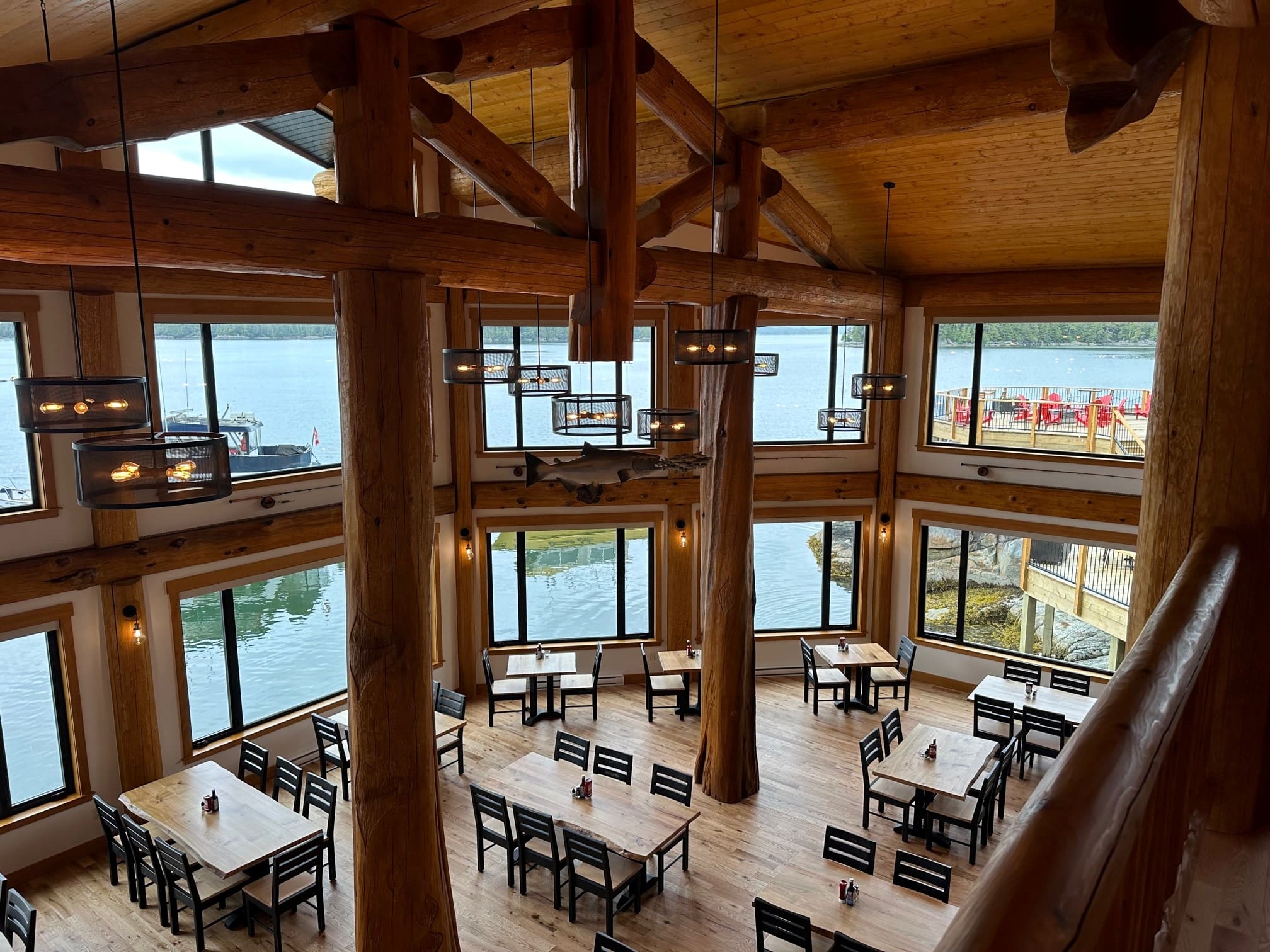 BC home Builders custom built log home interior view.