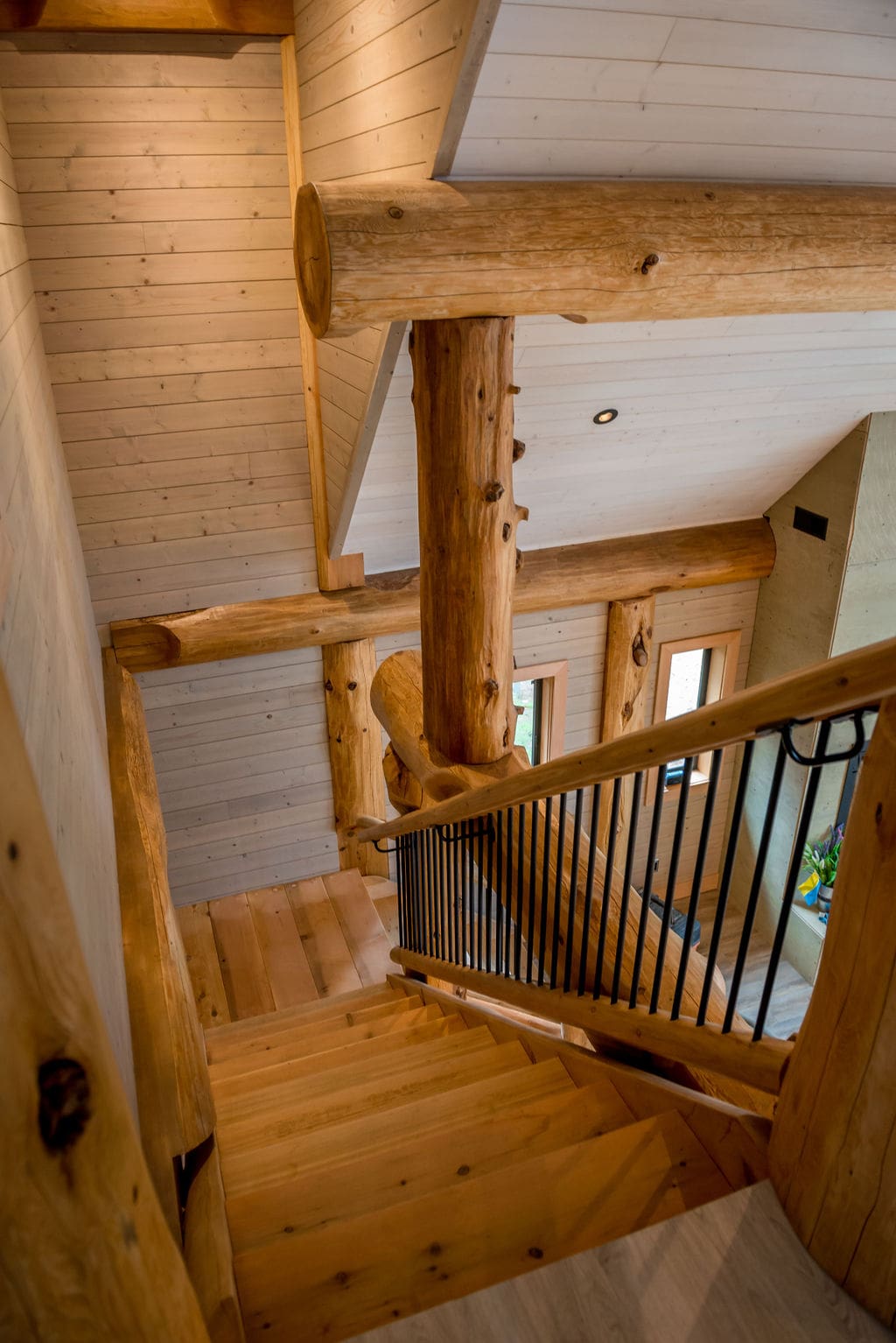 B.C Home Builders Log Cabin Kits custom built stairs